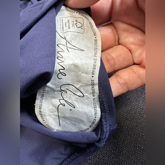 ANNE COLE BIKINI SWIM BOTTOMSz M HI WAISTED RUCHED SIDES ROLL DOWN BLUE3516 P - Picture 2 of 11